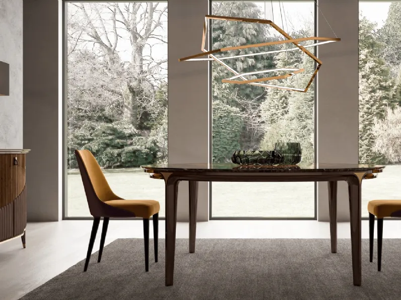 Madia Montenapoleone in legno con inserti in tecnonabuk di Ghezzani