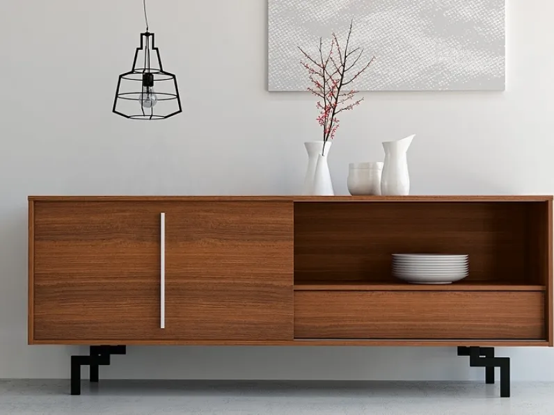 Madia in melaminico con piedini in metallo Nannarella Eucalipto di Zanotti Mobili