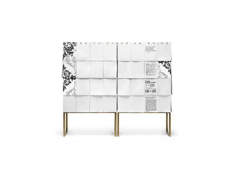 Madia con struttura in MDF rivestita da fogli di carta A4 Notes di Mogg