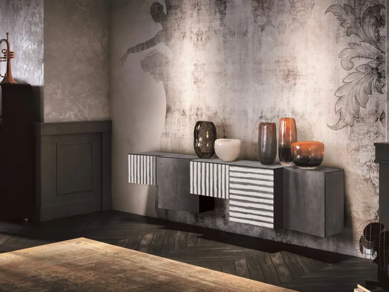 Madia sospesa Onlines in spatolato grigio con decoro di 2B Italia