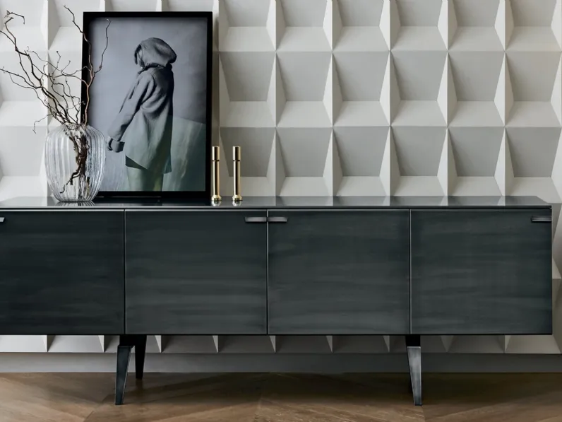 Madia Pandora in cristallo extralight temperato rivestito in foglia oro applicata con lavorazione manuale di Gallotti&Radice