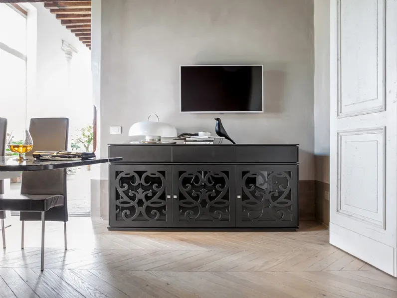 Madia Paris in Legno laccato Nero e vetro di Tonin Casa