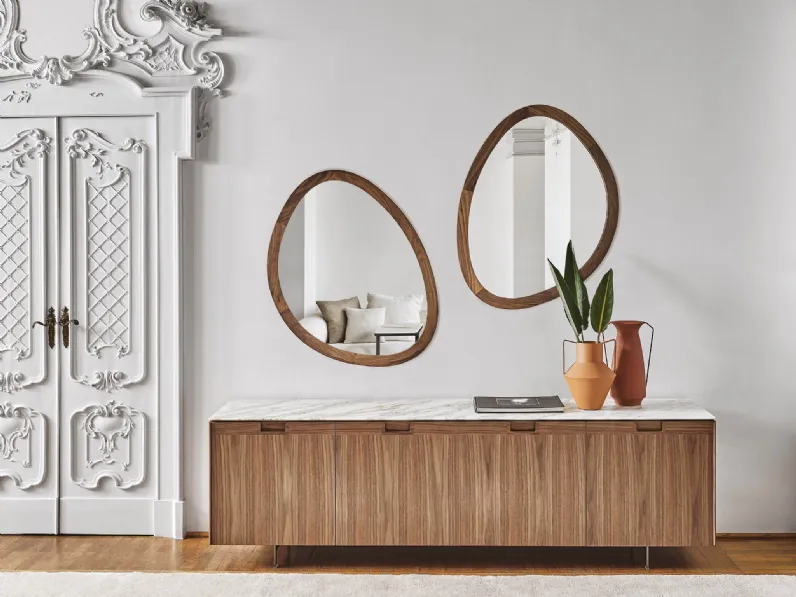 Madia con quattro ante battenti in legno con intarsio Matics 4 di Porada