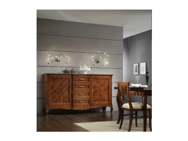 Madia Provenzale 01 intarsiata con 2 ante e 4 cassetti di Fratelli Raffagnini