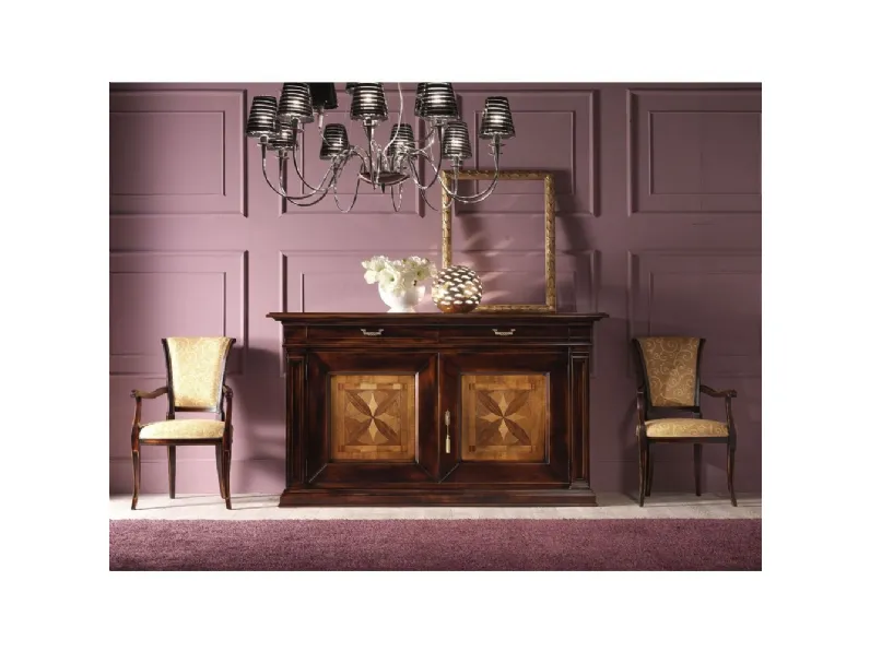 Madia a 2 cassetti e 2 ante con intarsio Quadrifoglio di Fratelli Raffagnini