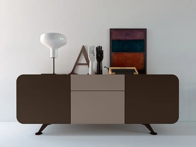 Madia in laccato opaco R80 Argilla e Mocaccino di Zanotti Mobili