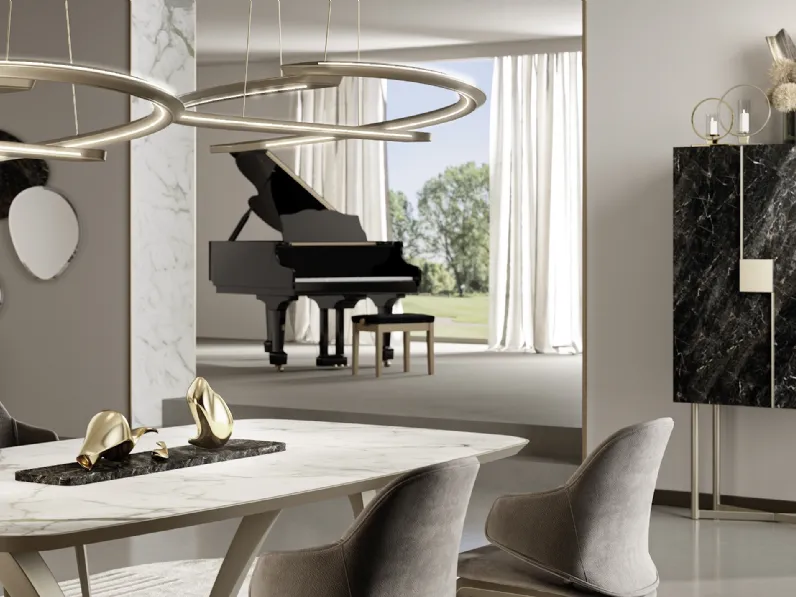 Madia Alta Musa in vetro effetto marmo di Reflex