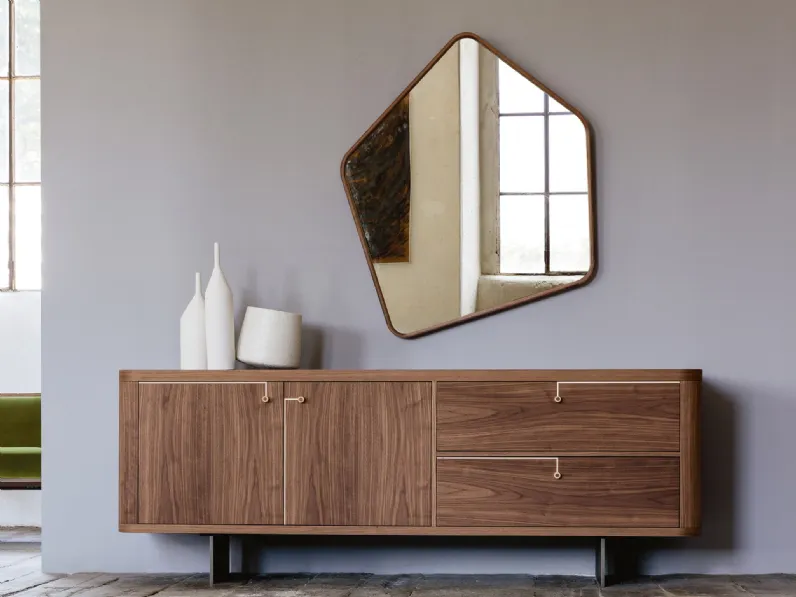 Madia con intarsio in acero naturale Rondò di Porada