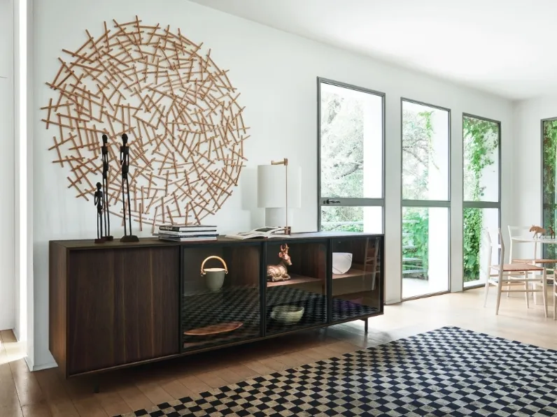 Madia Scrigno 306 in Rovere termotrattato e vetro di Sangiacomo