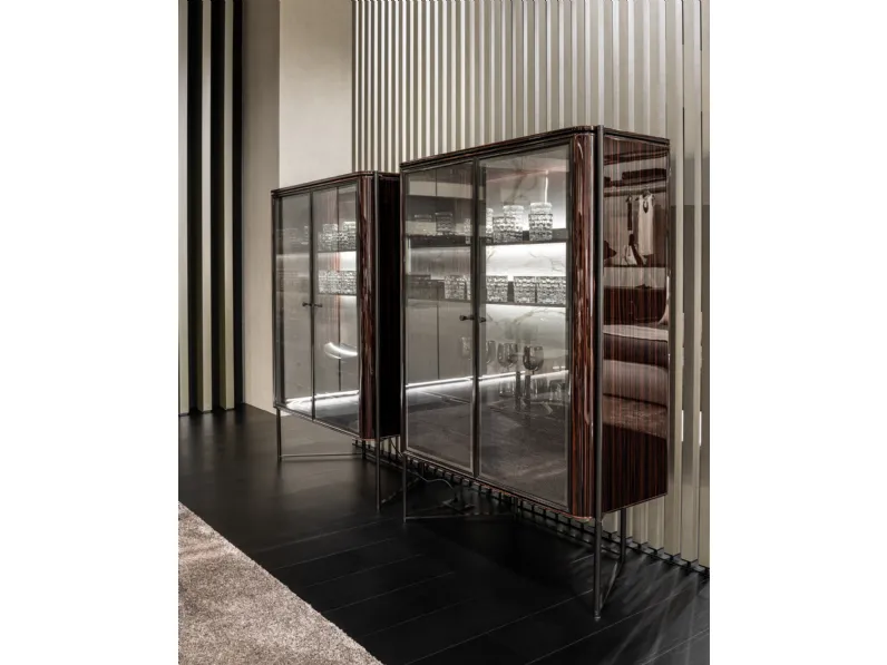 Madia alta Shibuya in vetro e legno di Misuraemme