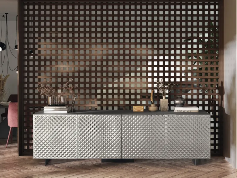 Madia Sideboard 03 in vetro specchiato a rombi di Scavolini