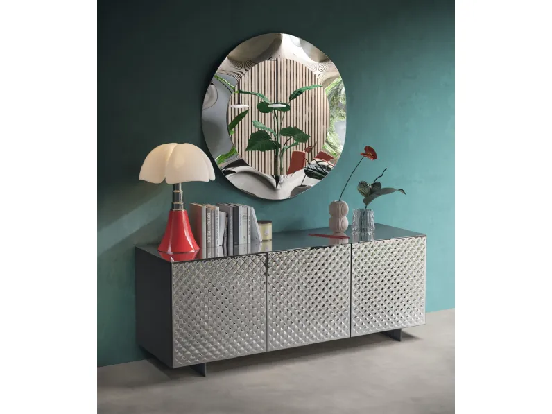 Madia Sideboard 03 in vetro specchiato a rombi di Scavolini