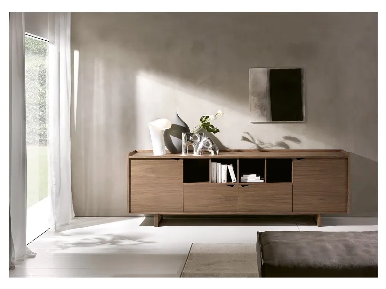 Madia in legno di Noce Canaletto Sistema Wing di Pacini e Cappellini