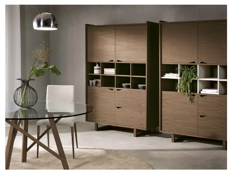 Madia Alta in legno di Noce Canaletto Sistema Wing di Pacini e Cappellini