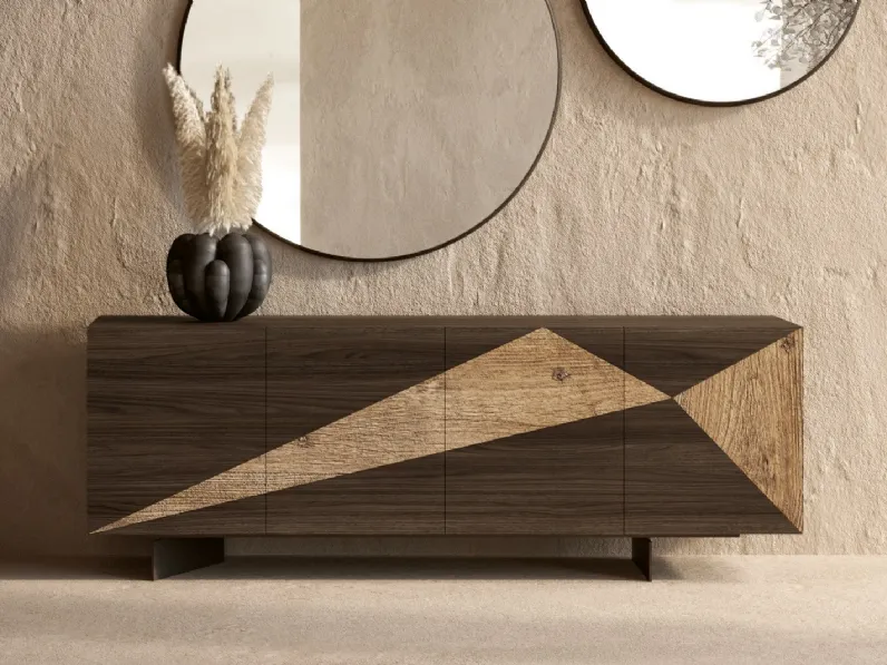 Madia in legno di Rovere Moka con inserto in legno secolare Slice di Nature Design