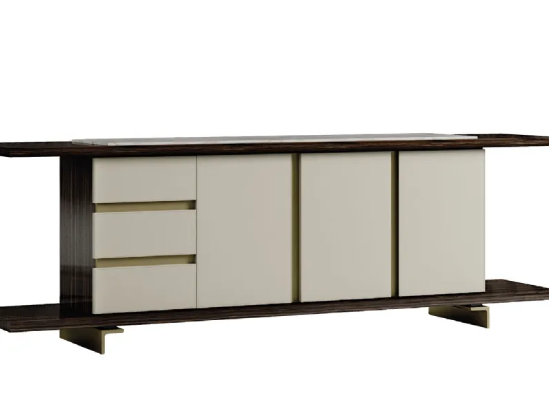 Madia in ebano con top in onice e struttura in ottone brunito Soho 01 di Busatto