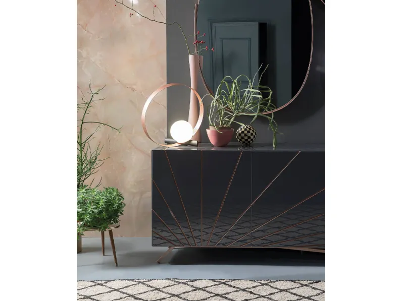 Madia Solaris in legno laccato lucido grafite di Riflessi