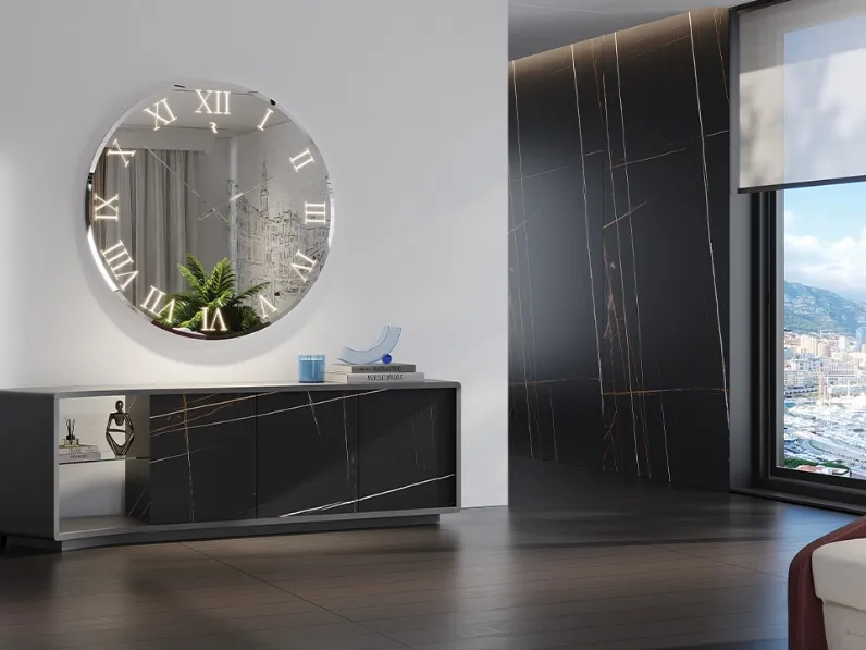 Madia Space Buffet in vetro effetto marmo di Reflex