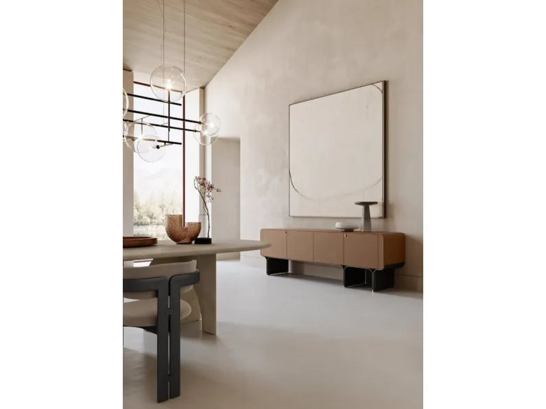 Madia Stami Sideboard in legno rivestito in pelle di Gallotti&Radice