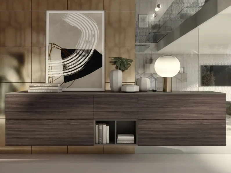 Madia sospesa In finitura olmo dark grey Supreme Ingrid di S75