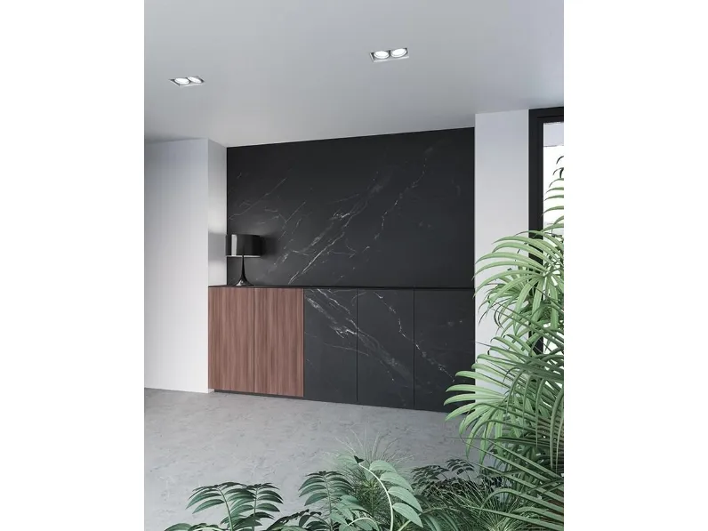 Madia alta moderna Time in Noce e HPL Marmo Nero di Imperial Line