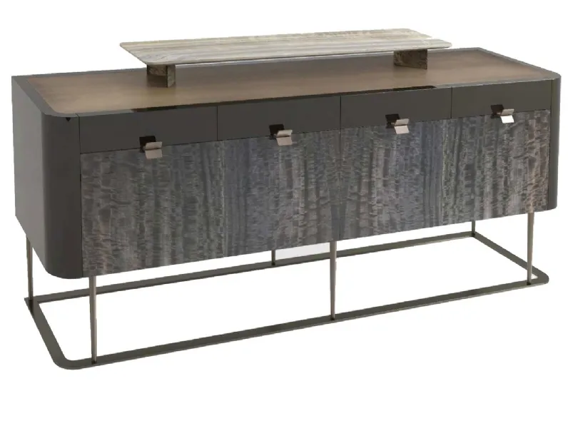 Madia Turner in laccato con ante in finitura eucalipto grafite e top e struttura in ottone brunito 03 di Busatto