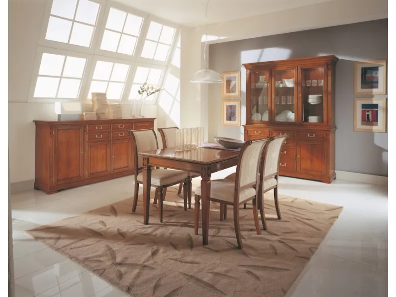 Madia classica in legno con 4 ante e 4 cassetti Villa Borghese 7371 di Selva