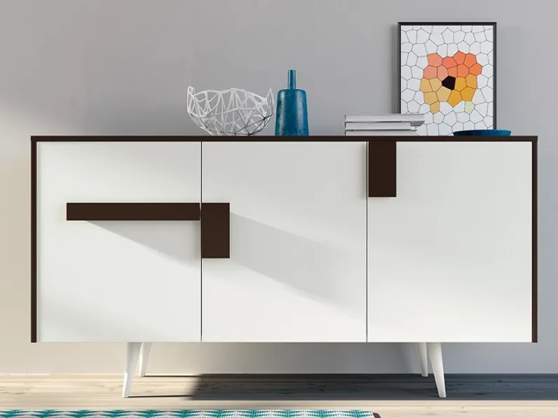 Madia a tre ante in laccato opaco Vintage Creta e Bianco di Zanotti Mobili