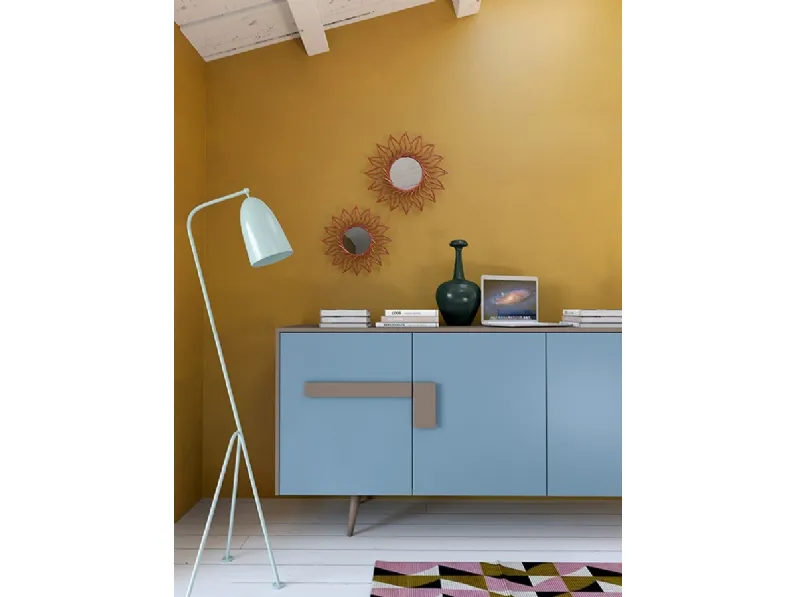 Madia in laccato opaco Vintage Noce e Cielo di Zanotti Mobili