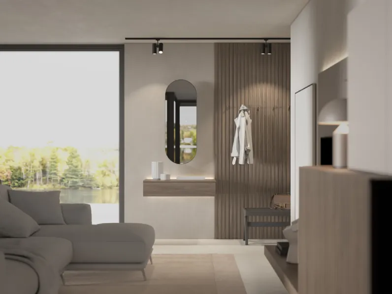 Mobile ingresso con specchiera e appendiabiti 9RF0008 di Favero