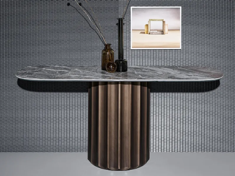 Mobile ingresso di design Dorian Console con top in ceramica e base in poliuretano di Bonaldo
