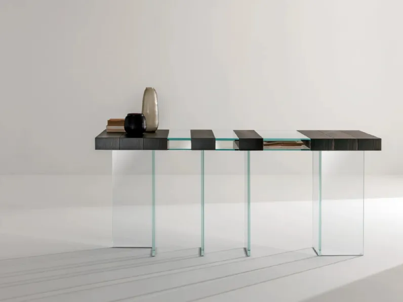 Mobile ingresso Elemento Consolle in cristallo e legno di Laura Meroni