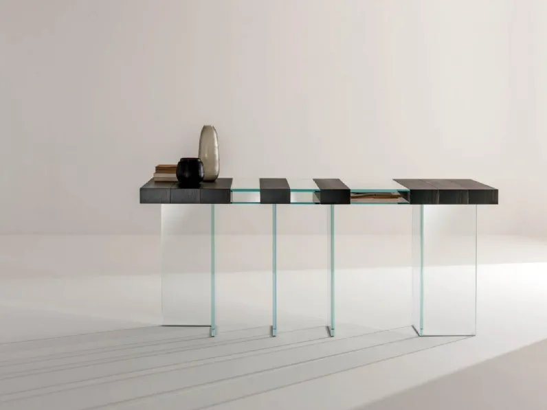 Mobile ingresso Consolle Elemento in cristallo e legno di Laura Meroni