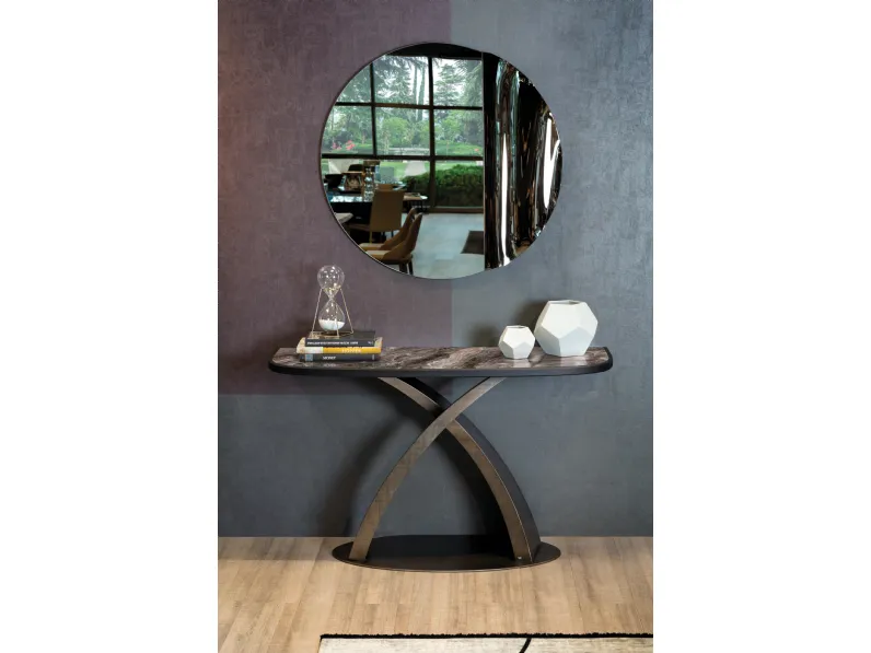 Mobile ingresso Eliseo Élite in gres porcellanato e legno massello di Tonin Casa