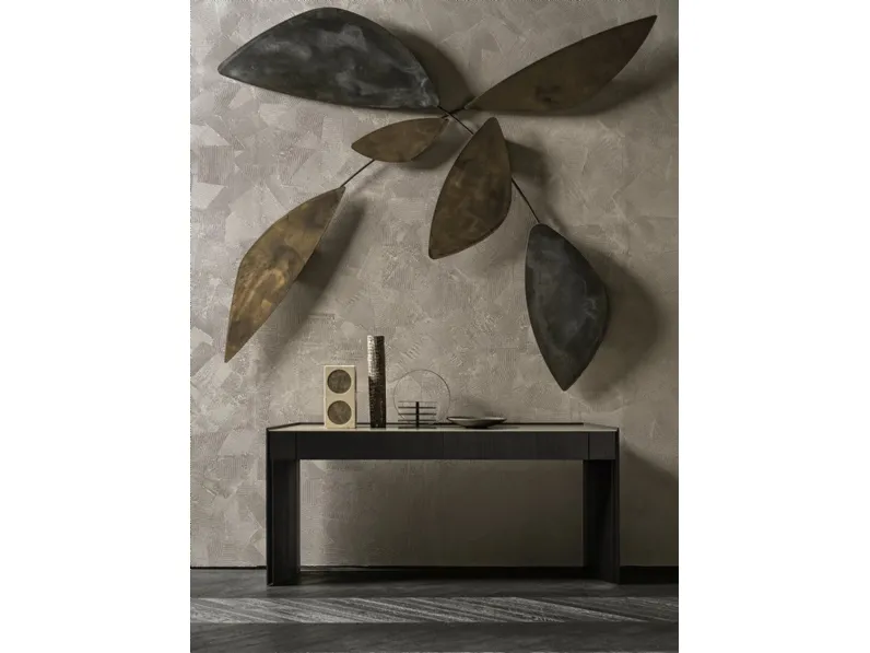 Mobile ingresso Athus Console in frassino tinto nero con top in cristallo di Gallotti&Radice