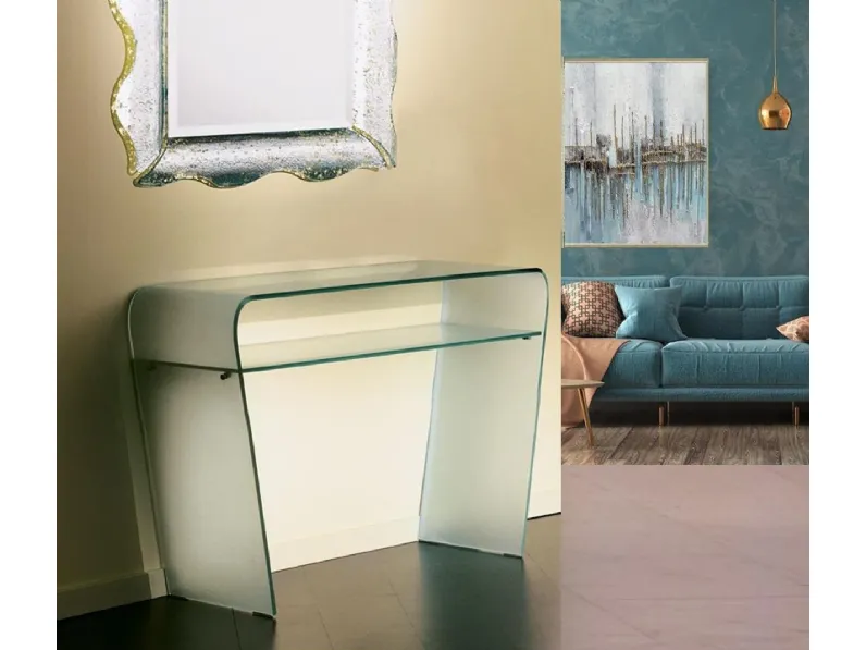 Consolle in cristallo curvato Rebecca de La Vetreria