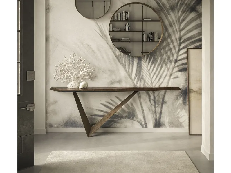 Consolle di design con top in legno e base in acciaio Varenne di Cattelan Italia