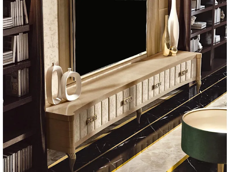 Mobile Porta Tv Aura Dolomite in legno e tessuto di Valderamobili