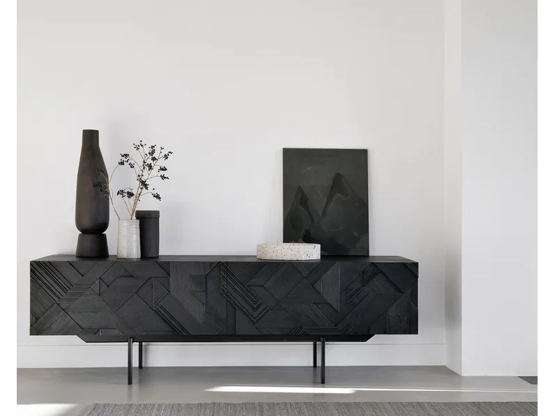 Mobile Porta Tv Graphic in teak nero di Ethnicraft