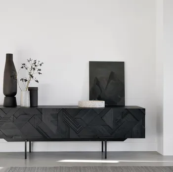 Mobile Porta Tv Graphic in teak nero di Ethnicraft