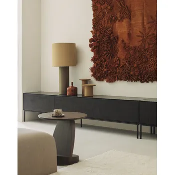 Mobile Porta Tv Grooves in teak nero di Ethnicraft