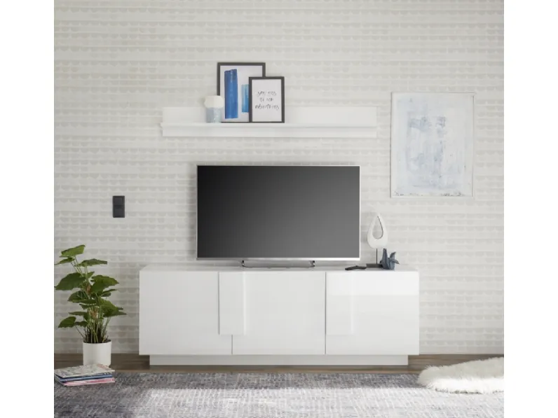 Mobile Porta Tv Jupiter in laccato Bianco lucido di LC Mobili