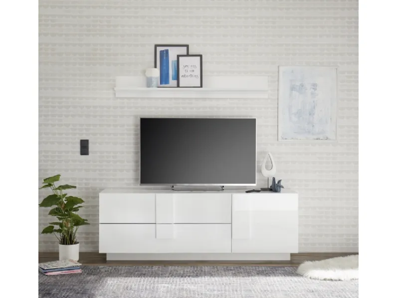 Mobile Porta Tv Jupiter in laccato Bianco lucido di LC Mobili