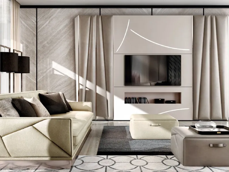 Mobile Porta Tv Mascari Lower laccato beige di Valderamobili