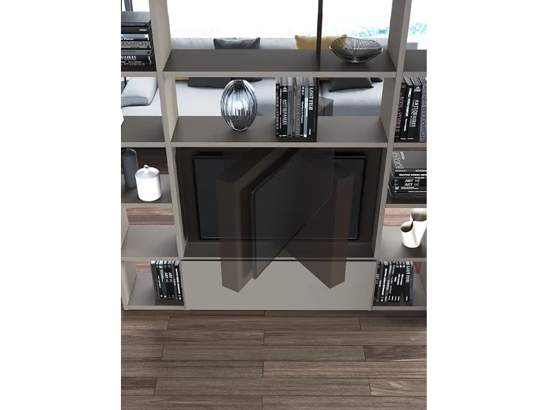 Mobile Porta Tv Revolving integrato nel sistema giorno di Astor Mobili