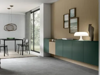 Mobile sospeso Living Glass di Arredo3: design minimalista, cristallo temperato e illuminazione LED 