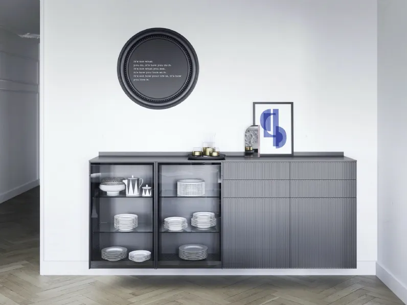 Mobile sospeso Box 18 02 in laccato opaco e vetro di Novamobili