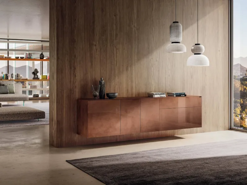 Mobile sospeso in vetro lucido rame Materia 1009 di Lago