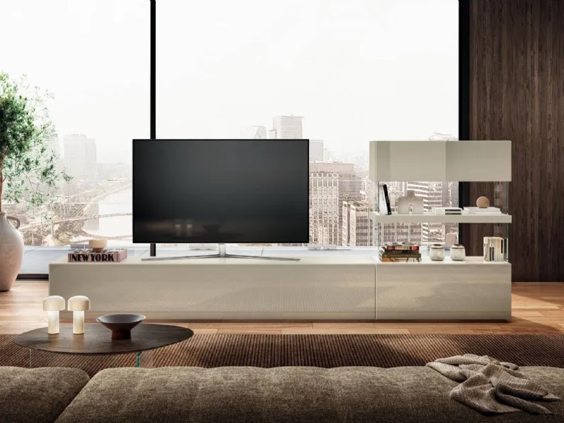 Parete Attrezzata in vetro bianco Air 2722P di Lago