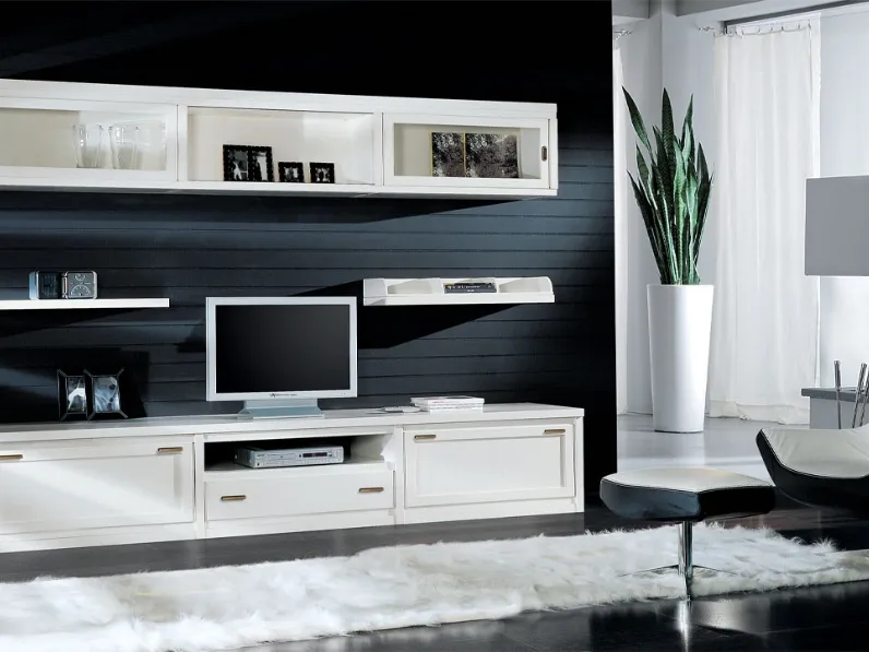 Parete Attrezzata Archimede City C5043 in laccato bianco di Betamobili